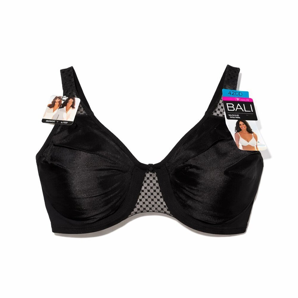 NWT BALI Minimizer Underwire Black Tan Bra Style 3385 Size 42DDD